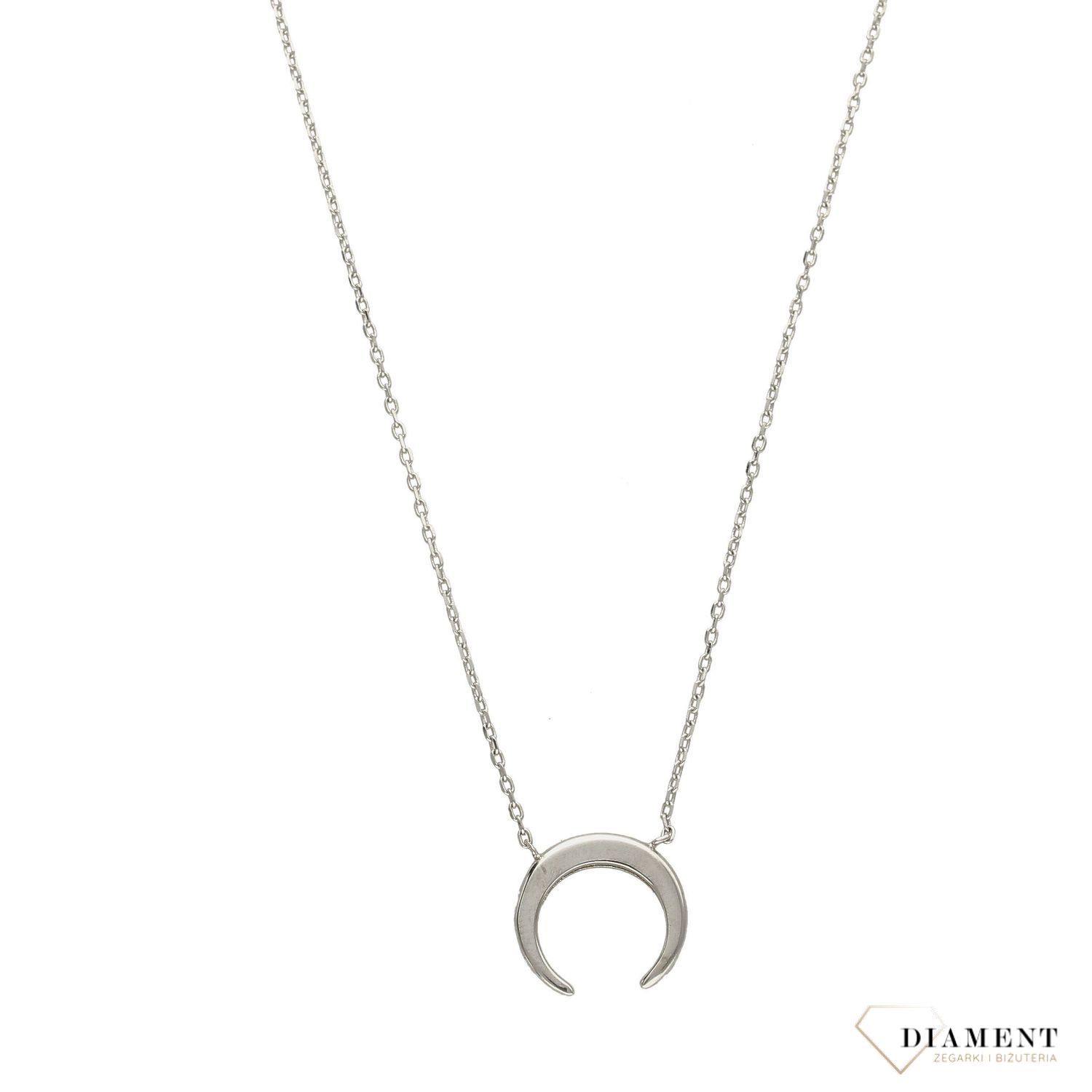 Naszyjnik srebrny odwrócony księżyc Dall'Acqua ✓ Zawieszka w kształcie gwiazdki ozdobione czarnymi cyrkoniami.jpg